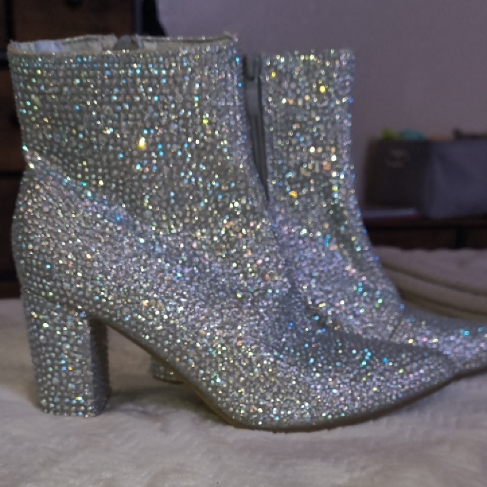 Silver FULL Rhinestone Ankle Booties